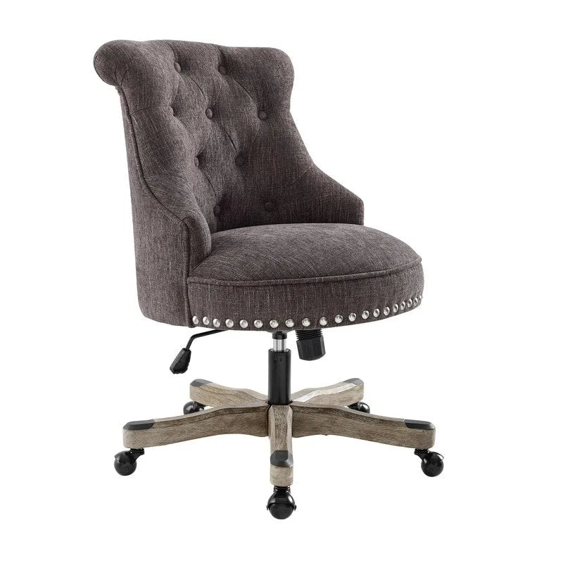 Chaise de bureau pivotante capitonnée Charbon / Fleurie / Fougère, une place