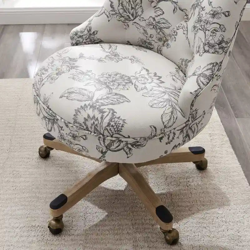 Chaise de bureau pivotante capitonnée Charbon / Fleurie / Fougère, une place