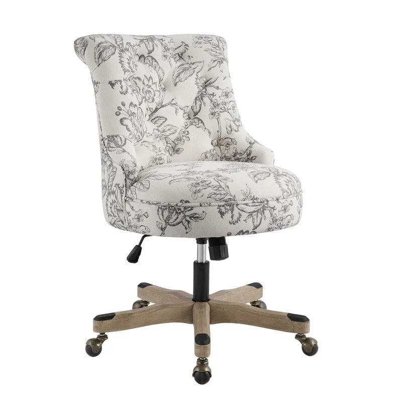 Chaise de bureau pivotante capitonnée Charbon / Fleurie / Fougère, une place