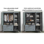 Armoire 3 portes en pin massif brossé gris/blanc/bois flotté/noyer