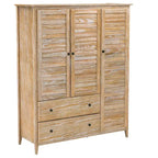 Armoire 3 portes en pin massif brossé gris/blanc/bois flotté/noyer