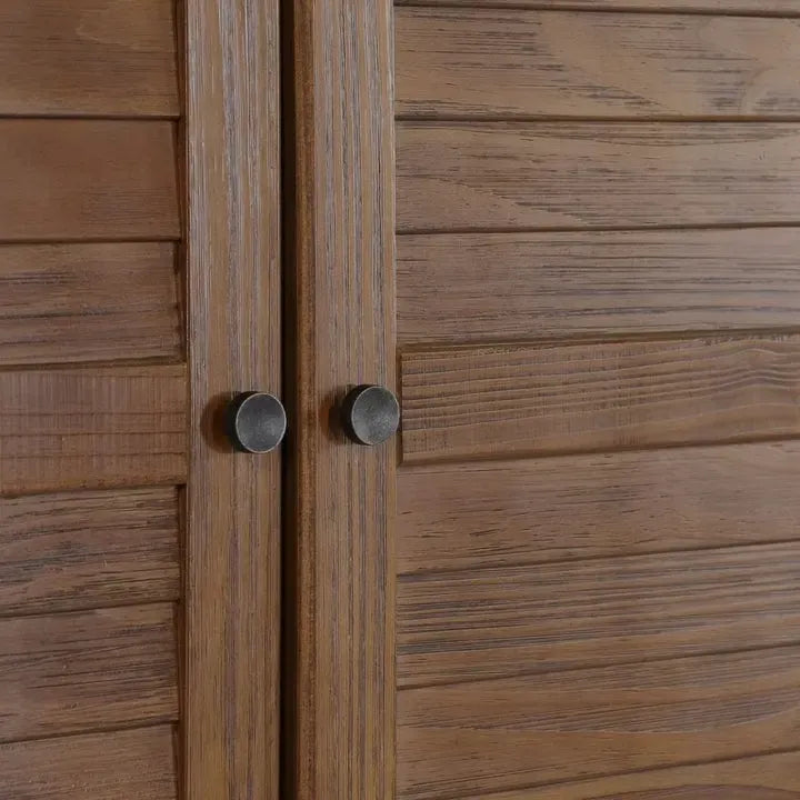 Armoire 3 portes en pin massif brossé gris/blanc/bois flotté/noyer