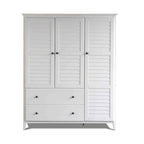 Armoire 3 portes en pin massif brossé gris/blanc/bois flotté/noyer