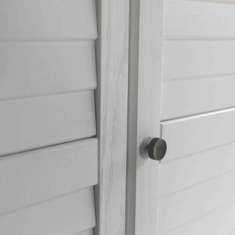 Armoire 3 portes en pin massif brossé gris/blanc/bois flotté/noyer