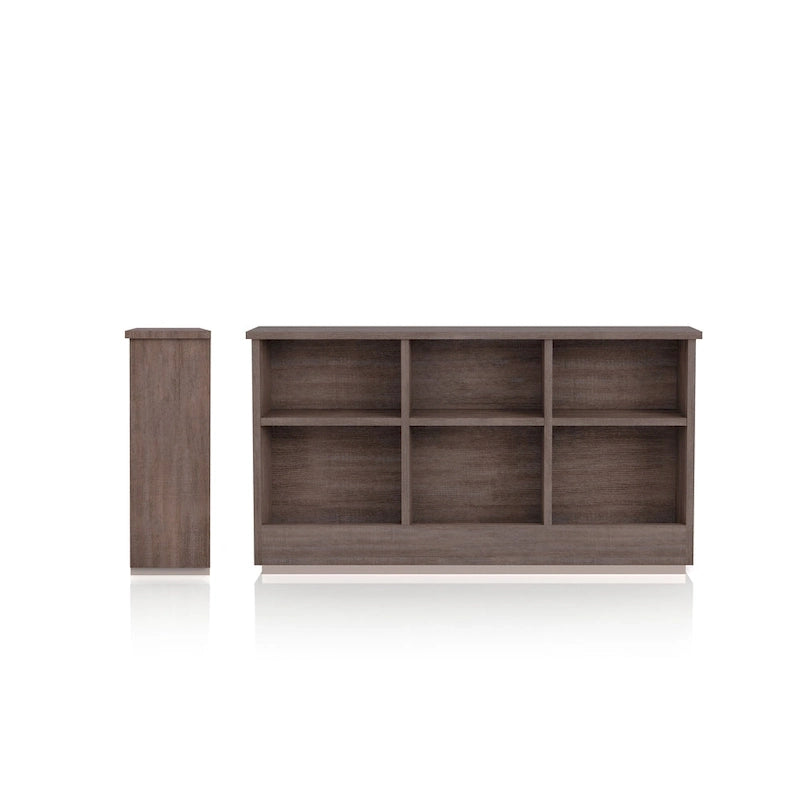 Tête de lit bibliothèque 6 étagères Noyer / Chêne blanc – Lit simple et double