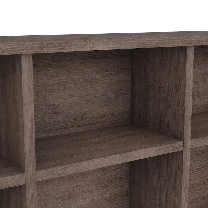 Tête de lit bibliothèque 6 étagères Noyer / Chêne blanc – Lit simple et double