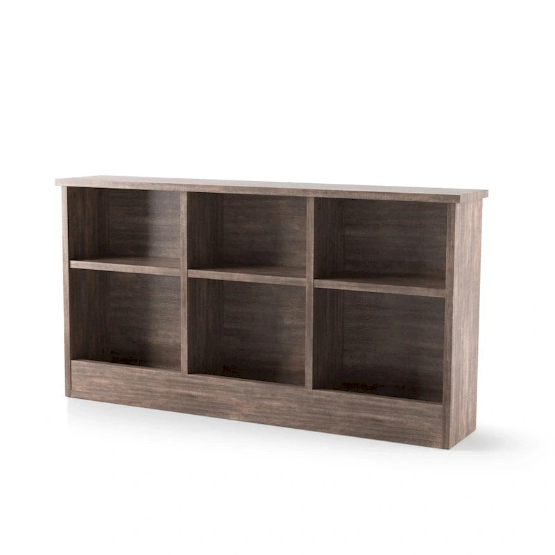 Tête de lit bibliothèque 6 étagères Noyer / Chêne blanc – Lit simple et double