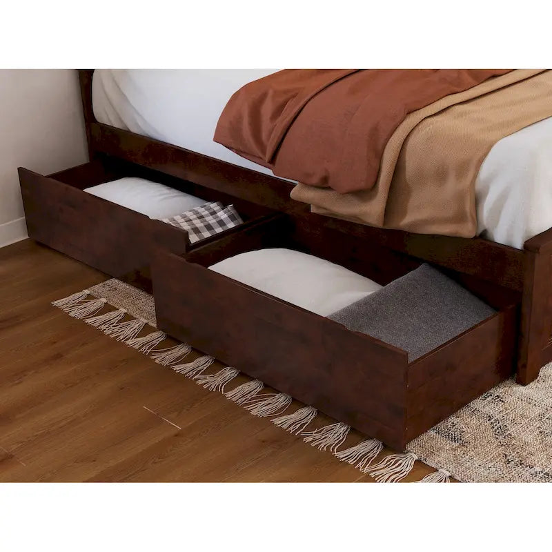 Tiroirs de rangement sous le lit Noyer / Caramel Clair – Grand lit/Très grand lit/Très grand lit simple, lot de 2