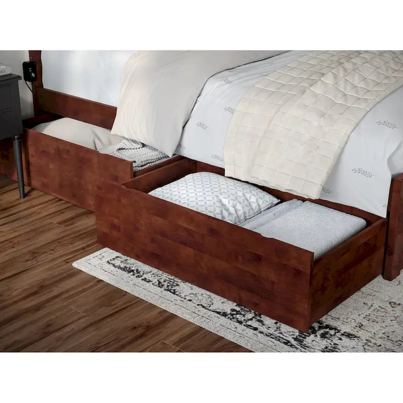 Tiroirs de rangement sous le lit Noyer / Caramel Clair – Grand lit/Très grand lit/Très grand lit simple, lot de 2