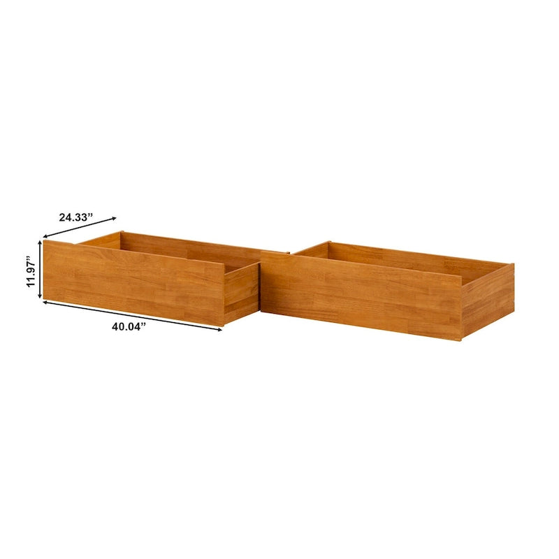 Tiroirs de rangement sous le lit Noyer / Caramel Clair – Grand lit/Très grand lit/Très grand lit simple, lot de 2