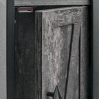 Meuble de salle de bain sur pied marron/blanc avec étagères ouvertes et porte, montage 1 personne