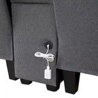 Canapé 3 places en lin gris de 114,2 po avec console, 2 porte-gobelets et 2 ports USB