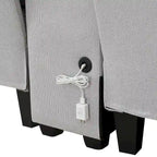 Canapé 3 places en lin gris de 114,2 po avec console, 2 porte-gobelets et 2 ports USB