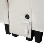 Canapé 3 places en lin gris de 114,2 po avec console, 2 porte-gobelets et 2 ports USB