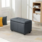 Banc de rangement en tissu capitonné beige / gris / gris foncé avec couvercle rabattable, une place