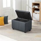 Banc de rangement en tissu capitonné beige / gris / gris foncé avec couvercle rabattable, une place
