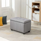 Banc de rangement en tissu capitonné beige / gris / gris foncé avec couvercle rabattable, une place