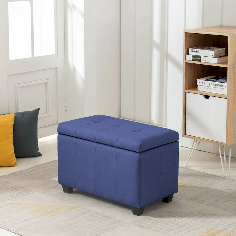 Banc de rangement en tissu capitonné beige / gris / gris foncé avec couvercle rabattable, une place