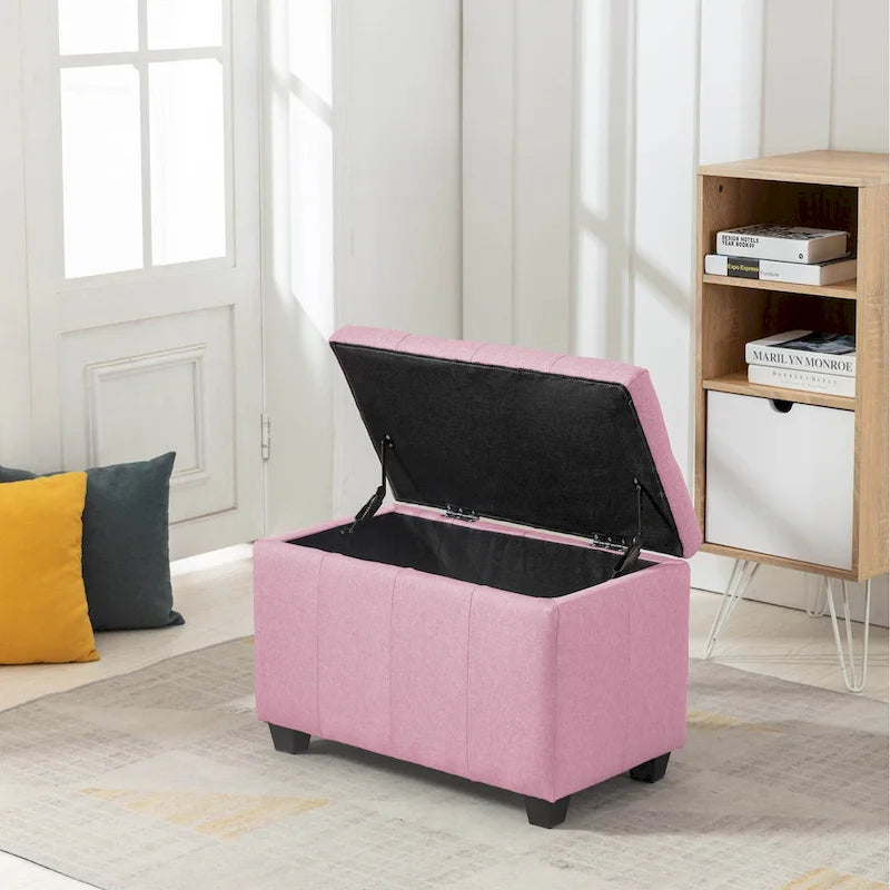 Banc de rangement en tissu capitonné beige / gris / gris foncé avec couvercle rabattable, une place