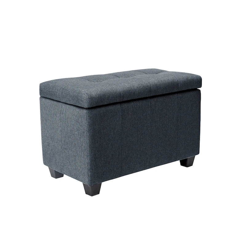 Banc de rangement en tissu capitonné beige / gris / gris foncé avec couvercle rabattable, une place