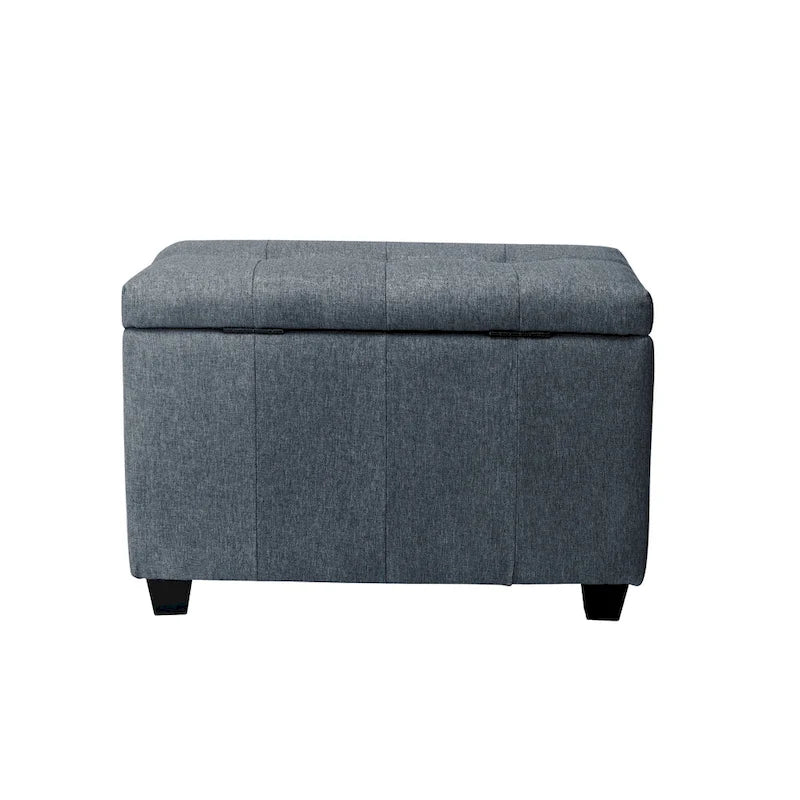 Banc de rangement en tissu capitonné beige / gris / gris foncé avec couvercle rabattable, une place