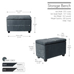 Banc de rangement en tissu capitonné beige / gris / gris foncé avec couvercle rabattable, une place