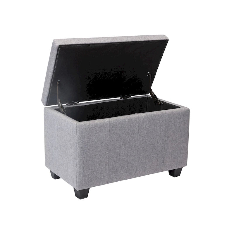 Banc de rangement en tissu capitonné beige / gris / gris foncé avec couvercle rabattable, une place