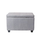 Banc de rangement en tissu capitonné beige / gris / gris foncé avec couvercle rabattable, une place