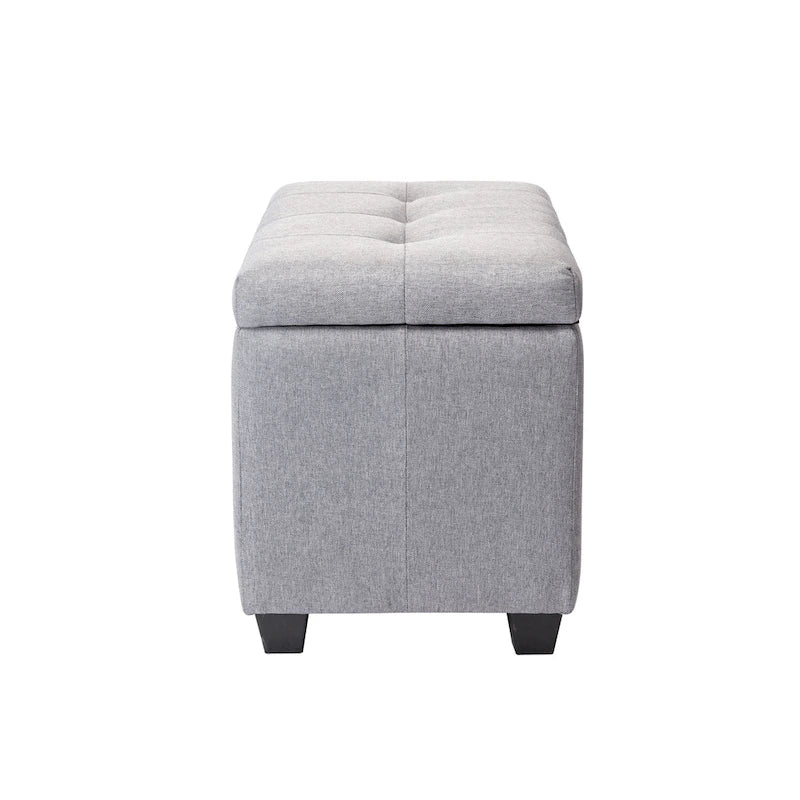 Banc de rangement en tissu capitonné beige / gris / gris foncé avec couvercle rabattable, une place