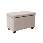 Banc de rangement en tissu capitonné beige / gris / gris foncé avec couvercle rabattable, une place