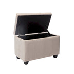 Banc de rangement en tissu capitonné beige / gris / gris foncé avec couvercle rabattable, une place