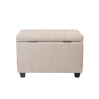 Banc de rangement en tissu capitonné beige / gris / gris foncé avec couvercle rabattable, une place