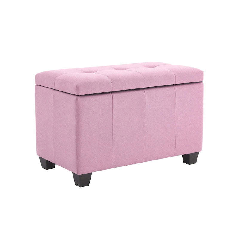 Banc de rangement en tissu capitonné beige / gris / gris foncé avec couvercle rabattable, une place