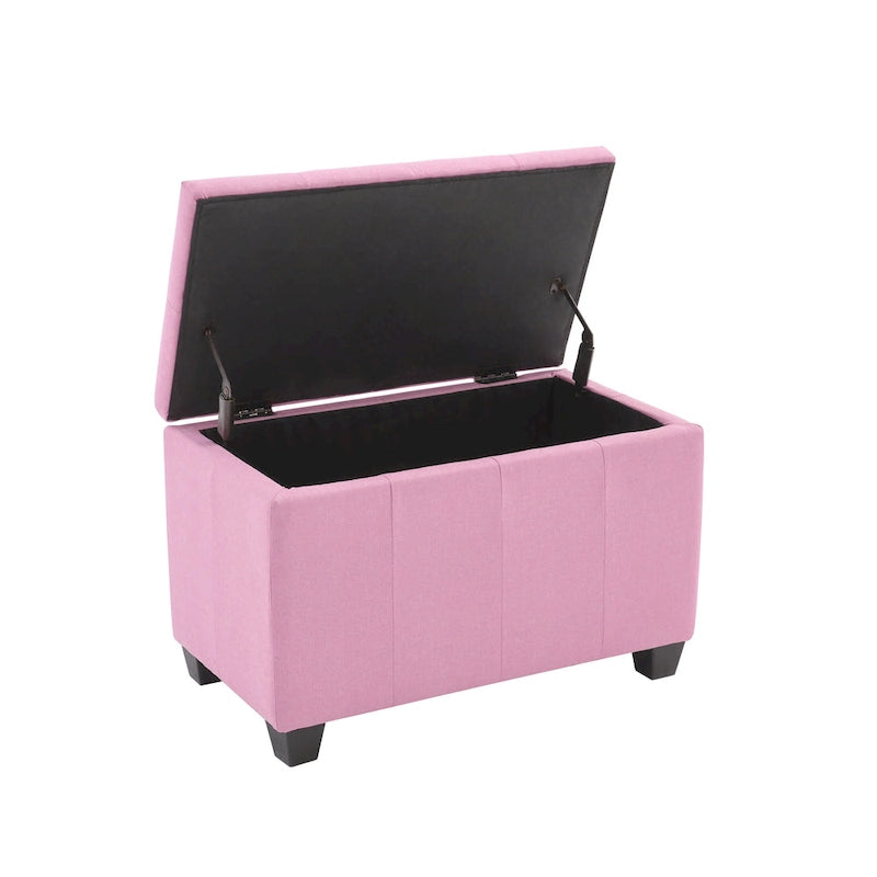 Banc de rangement en tissu capitonné beige / gris / gris foncé avec couvercle rabattable, une place
