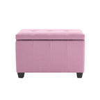 Banc de rangement en tissu capitonné beige / gris / gris foncé avec couvercle rabattable, une place