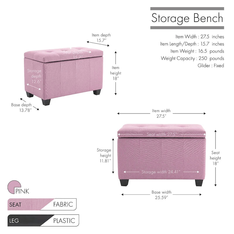 Banc de rangement en tissu capitonné beige / gris / gris foncé avec couvercle rabattable, une place