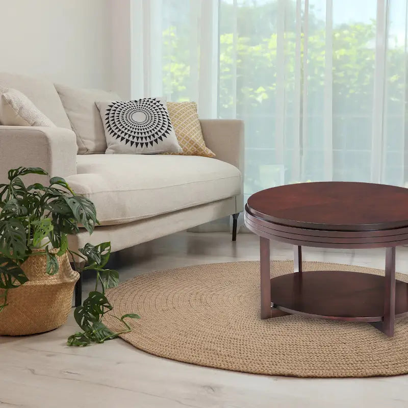 Table Basse Ovale Gris Fumé / Cerise Chocolat pour Espace de Vie 1 à 2 Personnes