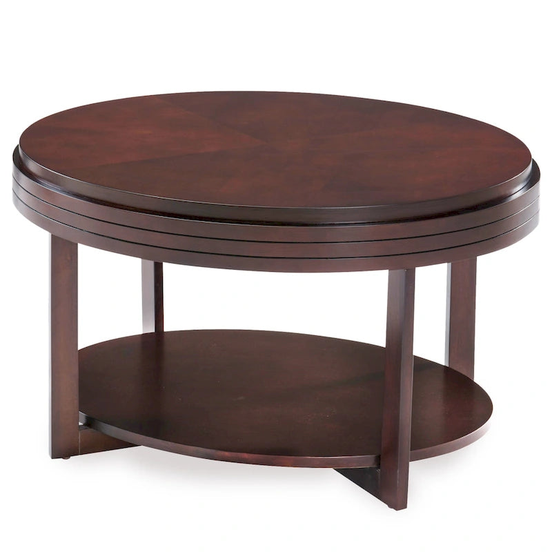 Table Basse Ovale Gris Fumé / Cerise Chocolat pour Espace de Vie 1 à 2 Personnes