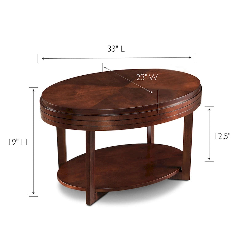 Table Basse Ovale Gris Fumé / Cerise Chocolat pour Espace de Vie 1 à 2 Personnes