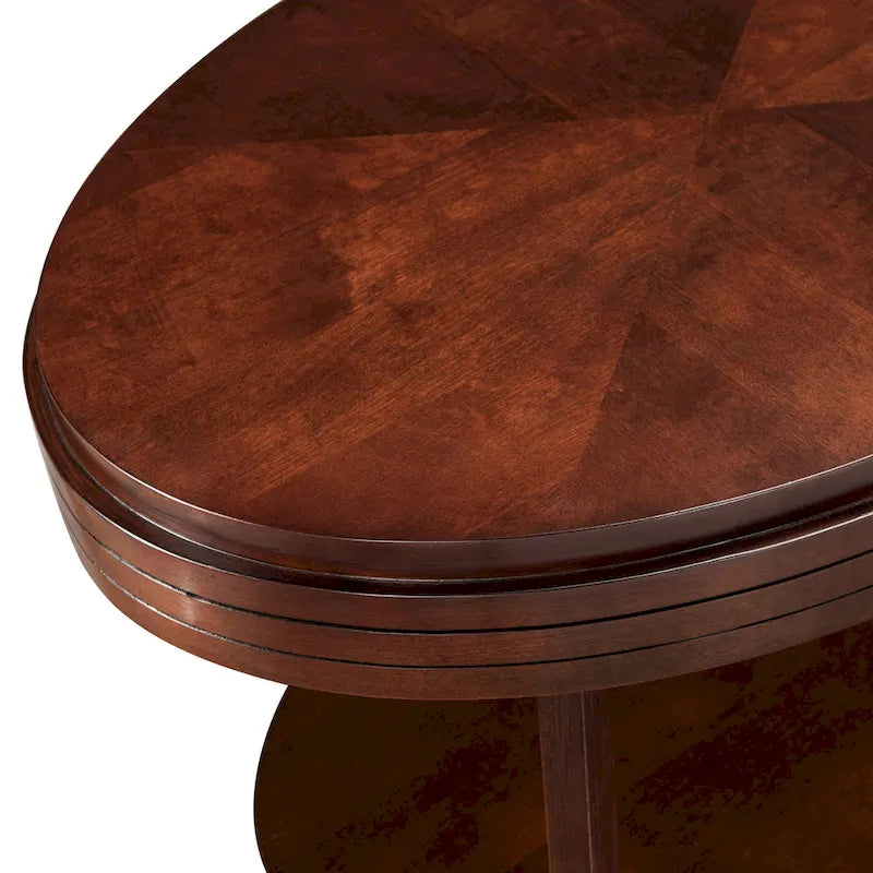 Table Basse Ovale Gris Fumé / Cerise Chocolat pour Espace de Vie 1 à 2 Personnes