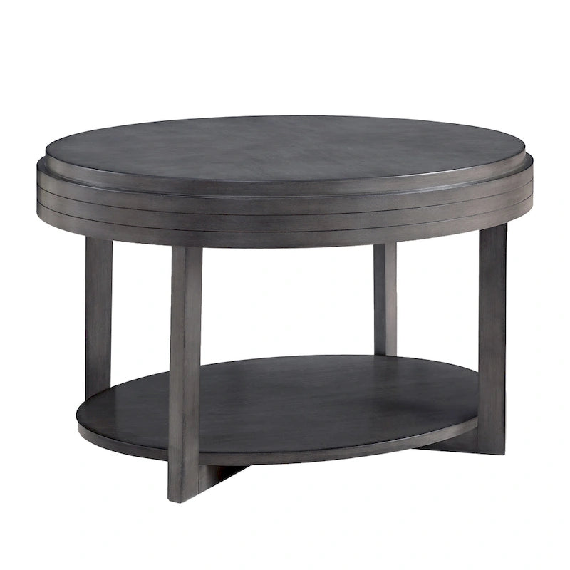 Table Basse Ovale Gris Fumé / Cerise Chocolat pour Espace de Vie 1 à 2 Personnes