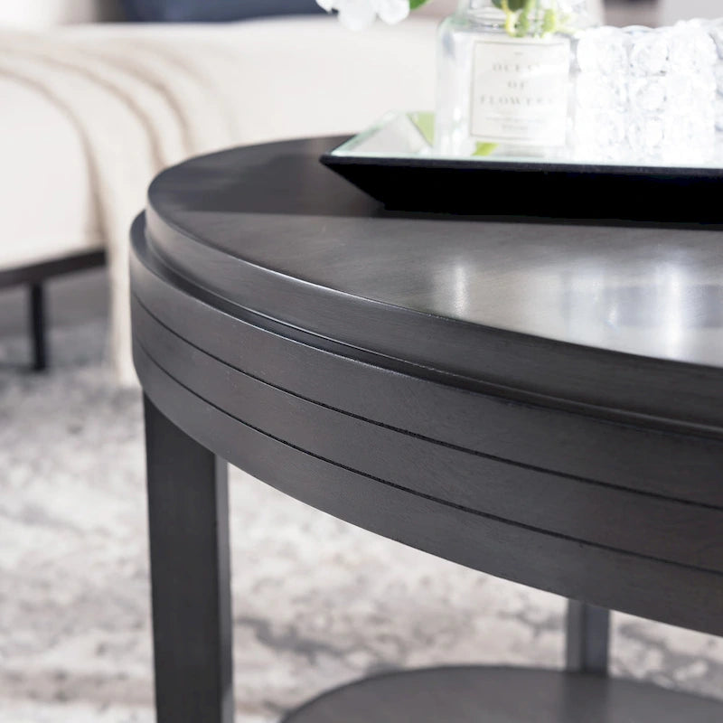 Table Basse Ovale Gris Fumé / Cerise Chocolat pour Espace de Vie 1 à 2 Personnes