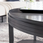 Table Basse Ovale Gris Fumé / Cerise Chocolat pour Espace de Vie 1 à 2 Personnes