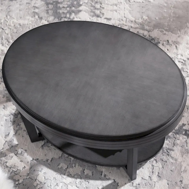 Table Basse Ovale Gris Fumé / Cerise Chocolat pour Espace de Vie 1 à 2 Personnes