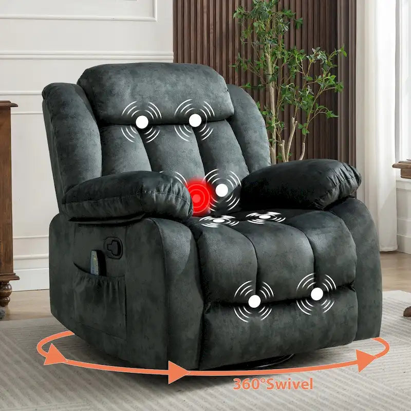 Fauteuil massant à bascule une place en tissu marron/gris
