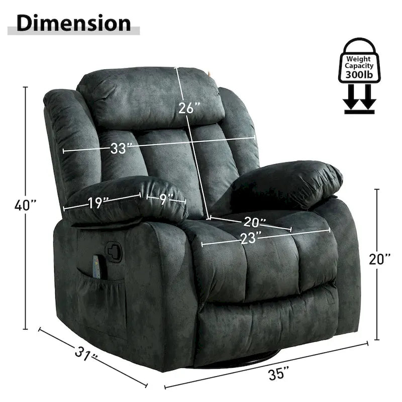 Fauteuil massant à bascule une place en tissu marron/gris