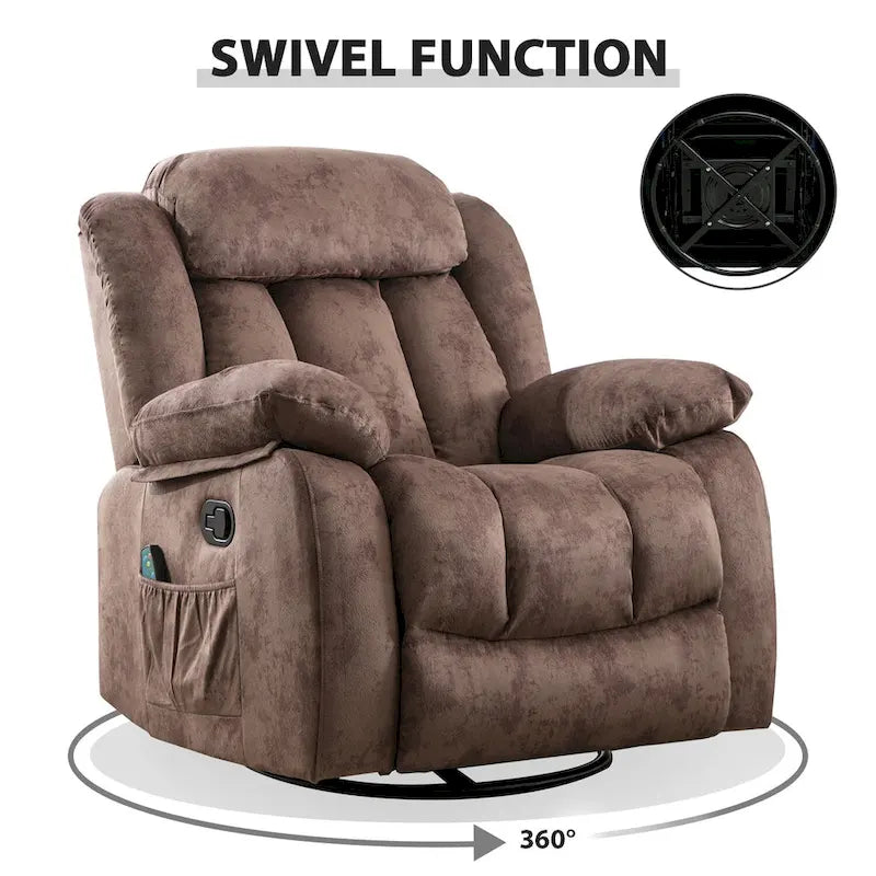 Fauteuil massant à bascule une place en tissu marron/gris