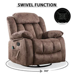 Fauteuil massant à bascule une place en tissu marron/gris