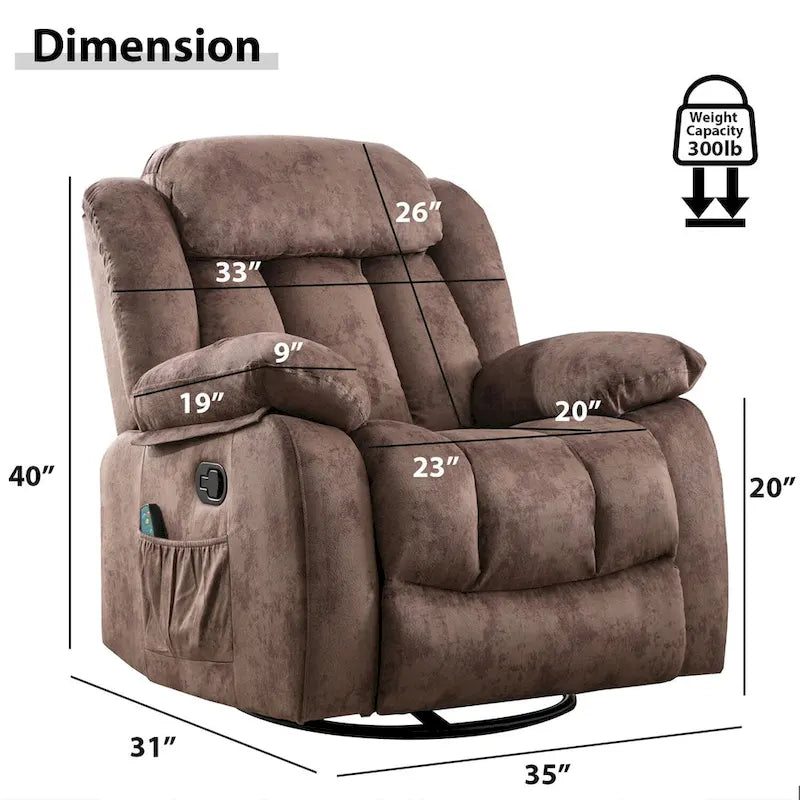Fauteuil massant à bascule une place en tissu marron/gris
