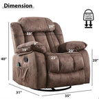 Fauteuil massant à bascule une place en tissu marron/gris